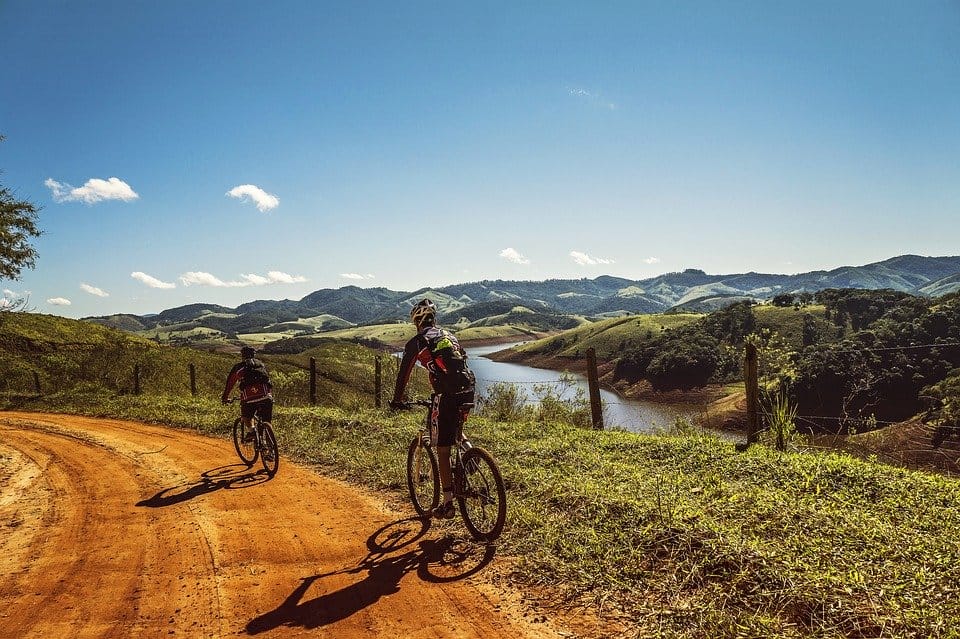 climbing on a full suspension mountain bike