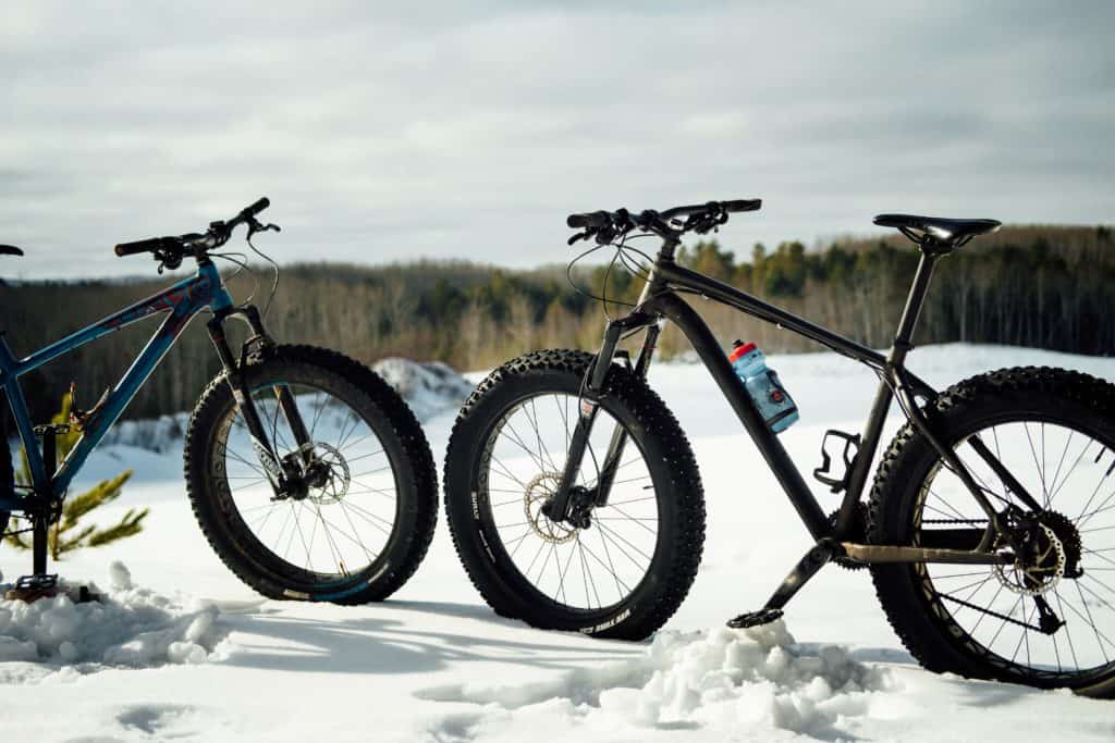 2 fat bikes in the winter snow