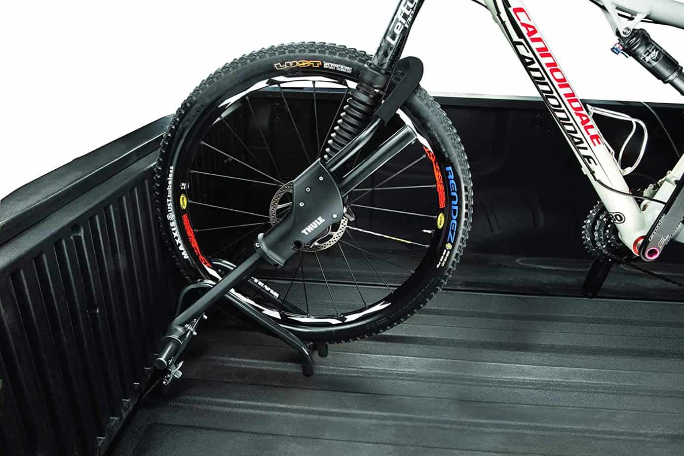 mountain bike on bike rack